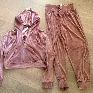 Victoria’s Secret Velour and Rhinestone Hoodie and Jogger Set, size L